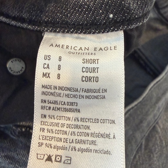 American Eagle Womens Wide Leg Baggy Jeans Size 8 Short Stone Wash Black - Picture 5 of 6